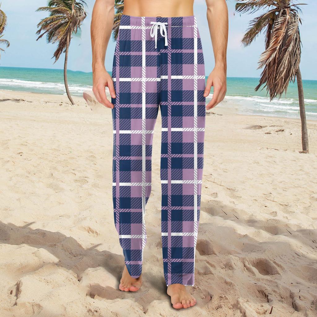 Мужские трикотажные повседневные брюки с модным принтом и завязками, пижамные брюки