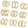 9 пар привлекательных клипс с золотым покрытием, массивные серьги-кольца, аксессуар для ушей для женщин, украшения для непроколотых ушей