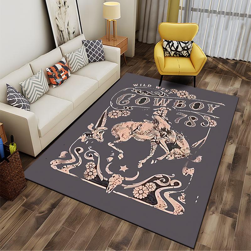 Wild West Cowboy Riding Design suitable as a non-slip mat for the living room or bedroom sofa