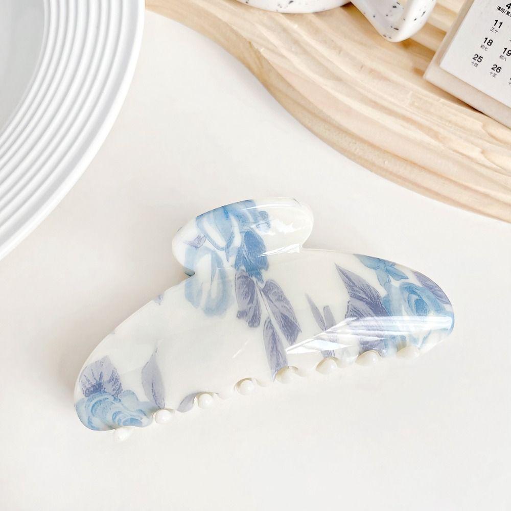 Зажим-акула, узор тушью, заколка для волос, однотонная, для хвостика, девочки