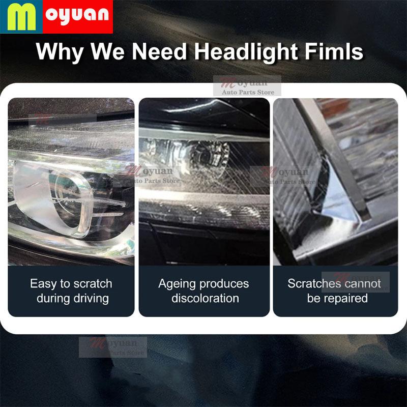 2 Pcs Car Headlight Protective Film Front Light Transparent Smoked Black TPU Sticker For Tesla Model X car Accessories