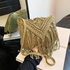 Fashion Casual Cotton Bag Hollow Tassel Beach Bag Flap Hand Woven Bag Cotton Rope Shoulder Crossbody Bag For Women