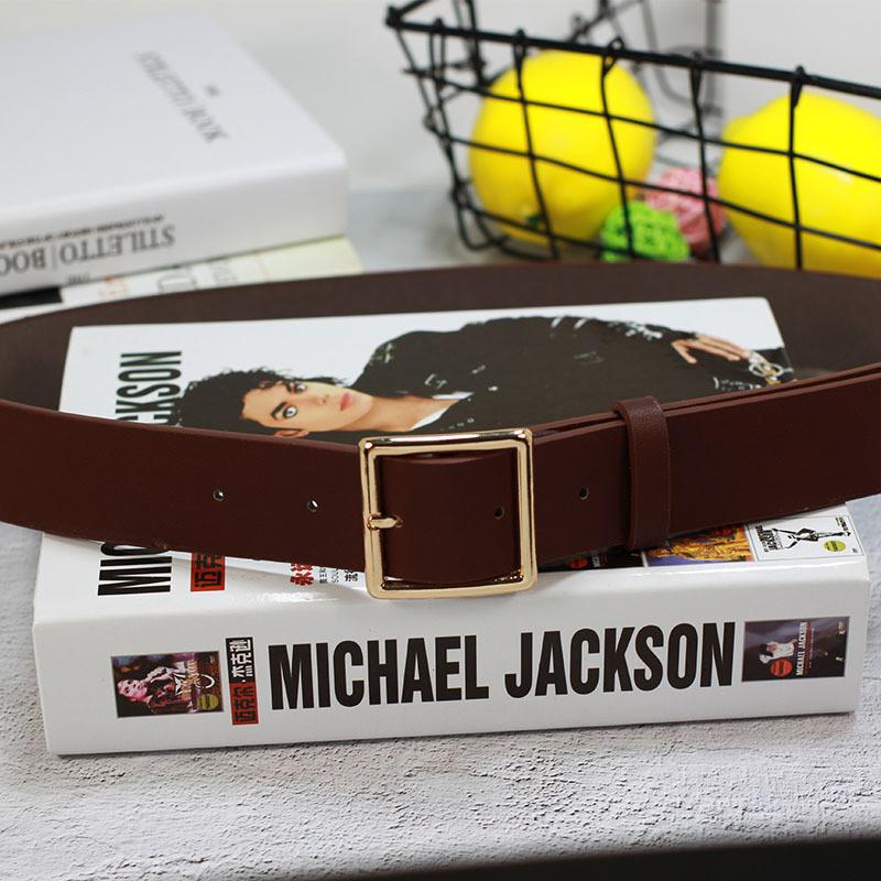 Simple Solid Color Metal Square Buckle Decoration Women Casual Wide Belt For Everyday