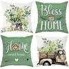 Rusty-charm Pillow Cover: Eucalyptus, Vintage Truck and Heartfelt Home-blessing Quotes, Sofa Chair Decorative Cushion Cover