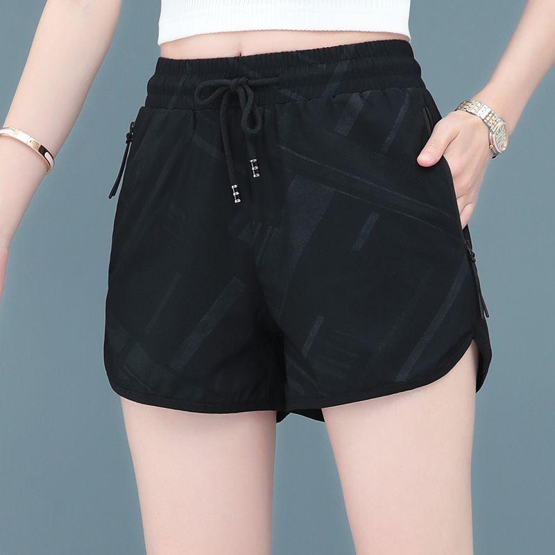 Быстросохнущие шорты Ice Silk, спортивные шорты, женские летние брюки с высокой талией для фитнеса и бега, тонкие брюки длиной три четверти