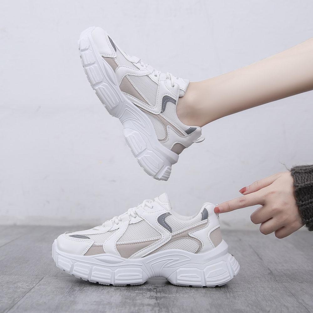 Модные женские кроссовки 2024 года, осенние женские туфли на платформе, белые сетчатые дышащие кроссовки, теннисные женские повседневные туфли для папы, zapatos mujer
