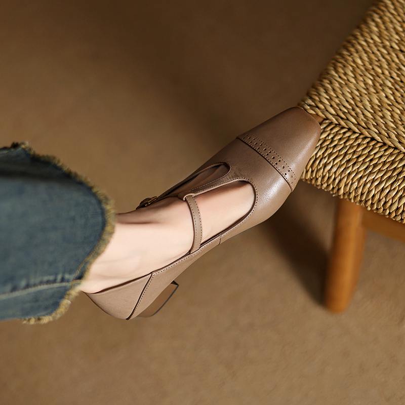 Krazing Pot Коровья кожа весна лето размер 41 средний каблук красивые женские легкие туфли квадратный носок неглубокие туфли-лодочки