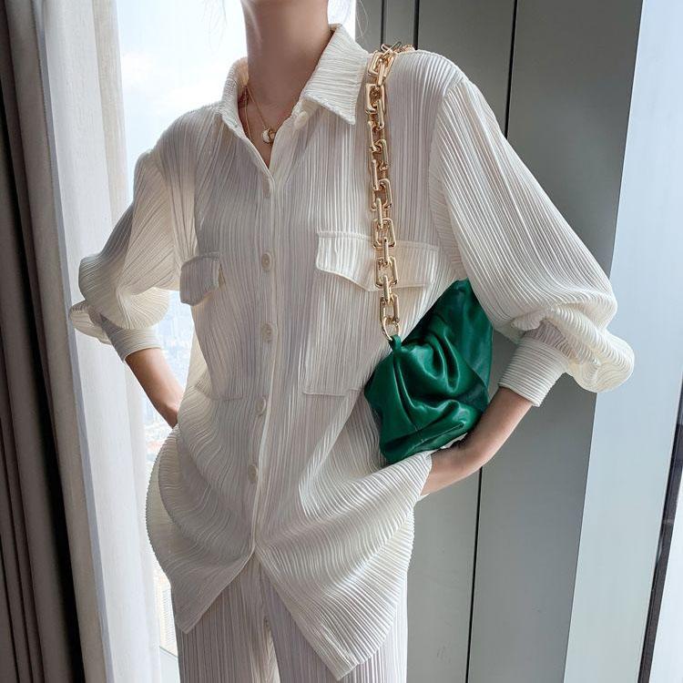 Женский темпераментный комплект с широкими брюками, винтажный белый комплект большого размера, свободная повседневная солнцезащитная рубашка, дышащий комплект из двух предметов