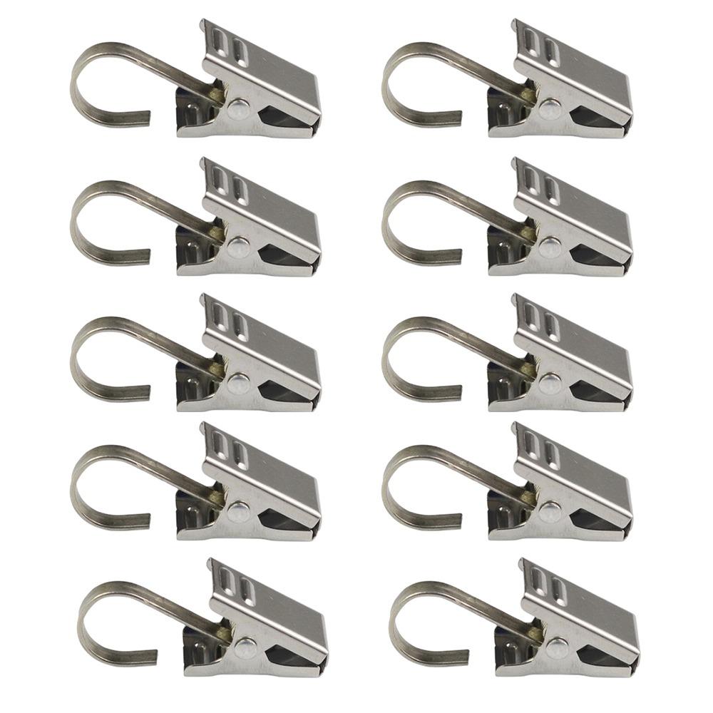 100Pcs Stainless Steel Window Curtain Clips Hanging Opening/Closed Mouth Shower Curtain Hook Clips Small Fixed Drapes Clamp