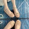 Rhinestone with Bow Round Head Flat-bottomed Ballet Shoes Women's Mary Jane Shoes