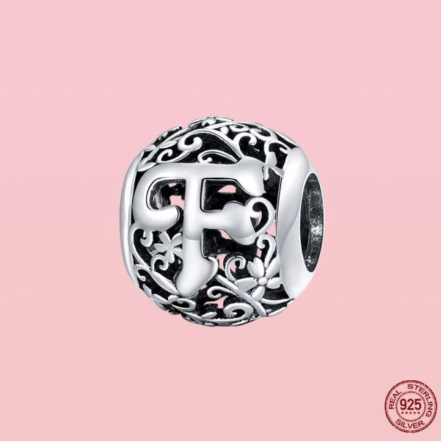 Новое поступление 925 пробы серебряный кулон круглой формы с буквами от A до Z подвески бусины подходят оригинальный браслет ожерелье ювелирные изделия