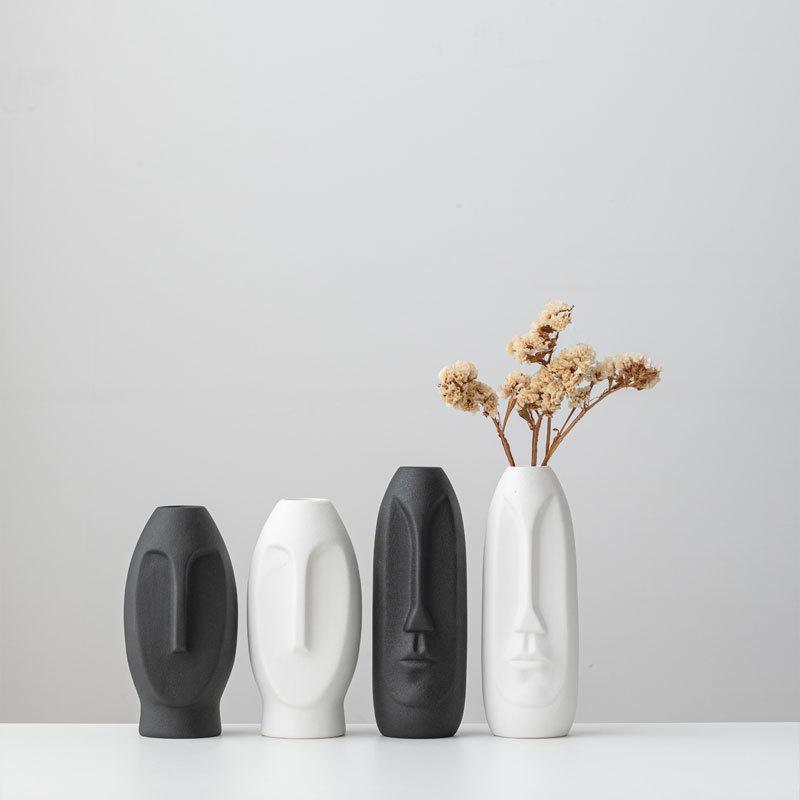 Ваза в скандинавском стиле Simple, креативная скульптура лица, керамическая ваза, контейнер для сухих и влажных вещей, легкое роскошное украшение для дома