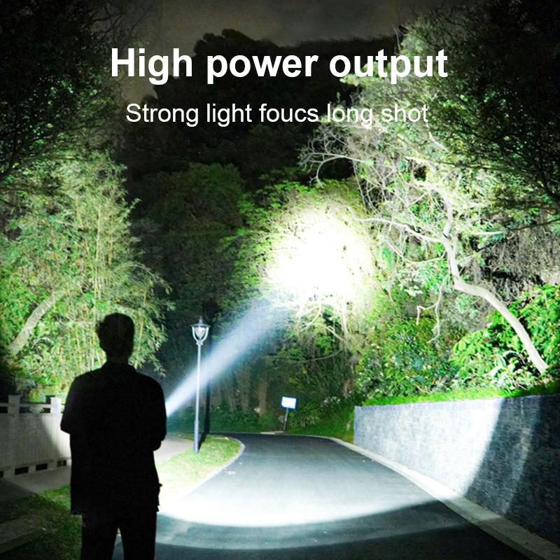 High Power XHP360 Flashlight Zoomable Torch 90000LM Lamp Self-protection Lantern Waterproof Flash Light Long Range Torch Light