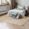 INDIRA - Living Room or Bedroom Rug Woven In Jute and Natural Cotton - 160 X 230 Cm Beige