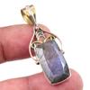 Natural Labradorite 925 Solid Sterling Silver Jewelry TwoTone Pendant 1.75" Z1V43