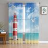 Lighthouse Beach Seagull Sheer Curtains for Living Room Decoration Window Curtains for Kitchen Tulle Voile Organza Curtains