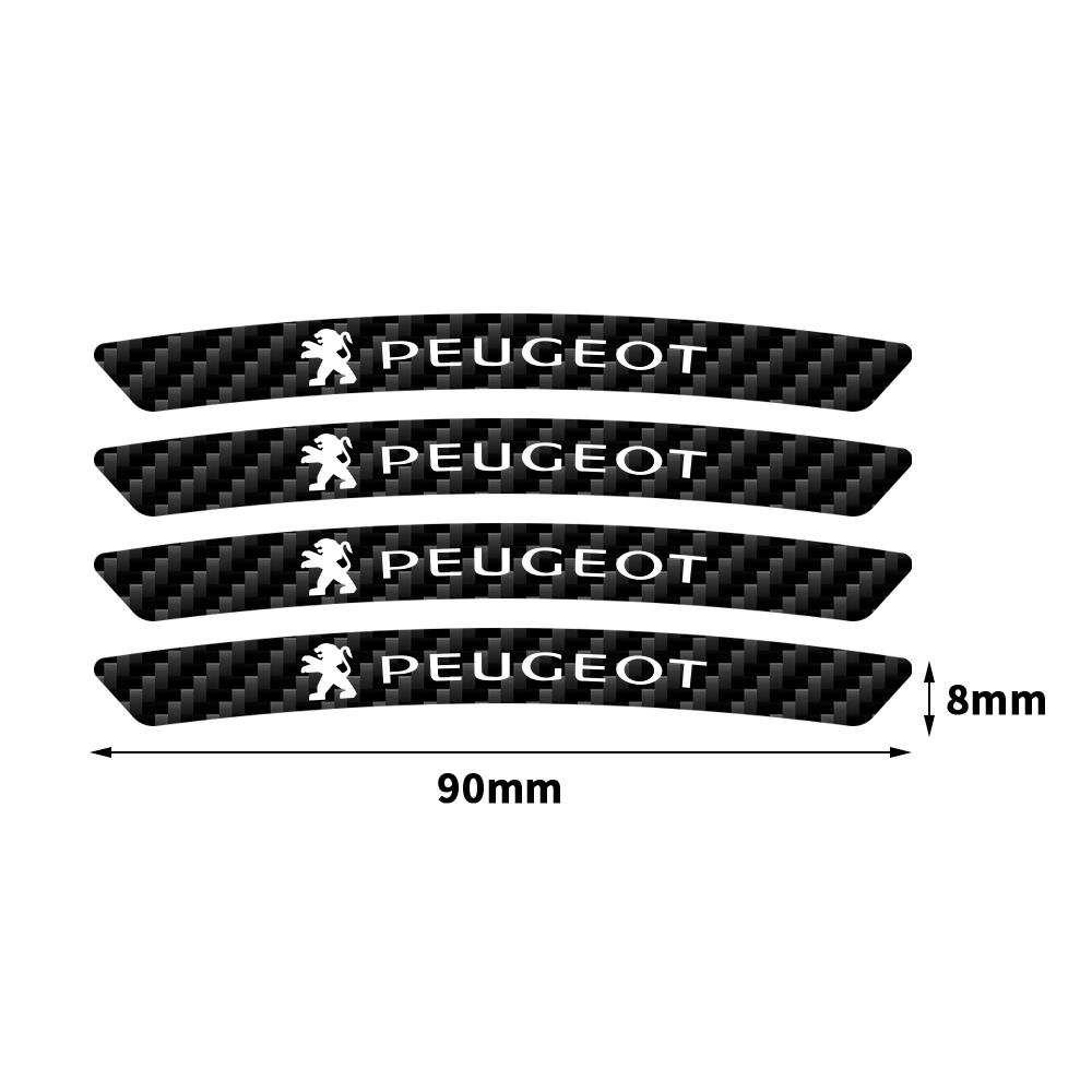 4pcs Carbon Fibre Car Wheels Rims Decor Decals Stickers For Peugeot 206 307 308 3008 207 208 407 508 2008 Auto Wheel Accessories