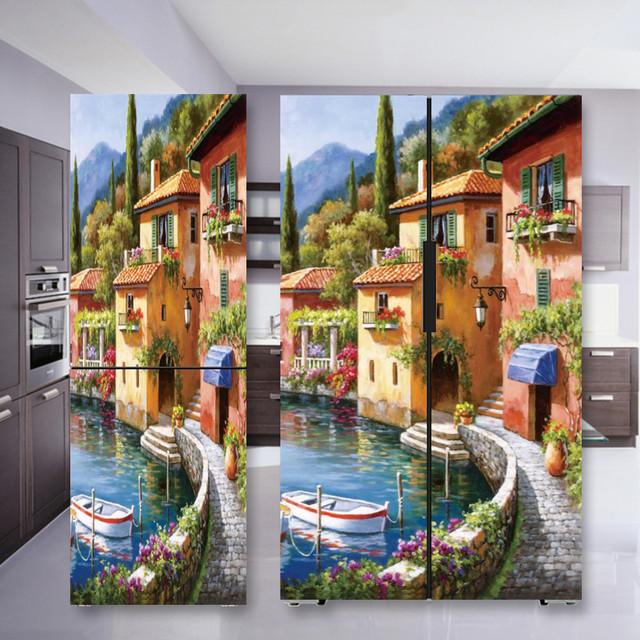 Наклейка на холодильник с кофе, дверная крышка, ПВХ, обои на холодильник, виниловая самоклеящаяся съемная наклейка на стену для замораживания, домашний декор