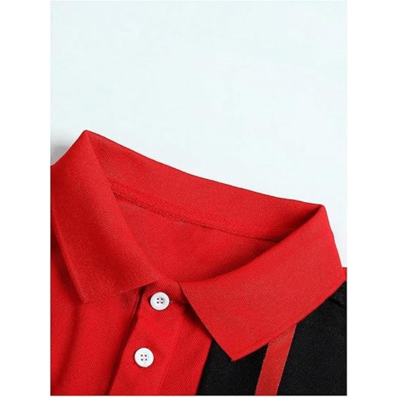 Color Blocked Men's Golf Polo Shirt with Short Sleeves, Moisture Wicking and Quick Drying Performance Casual and Fun