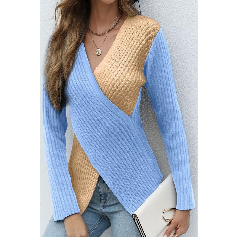 Женский свитер-перекресток с асимметричным узором осень-зима