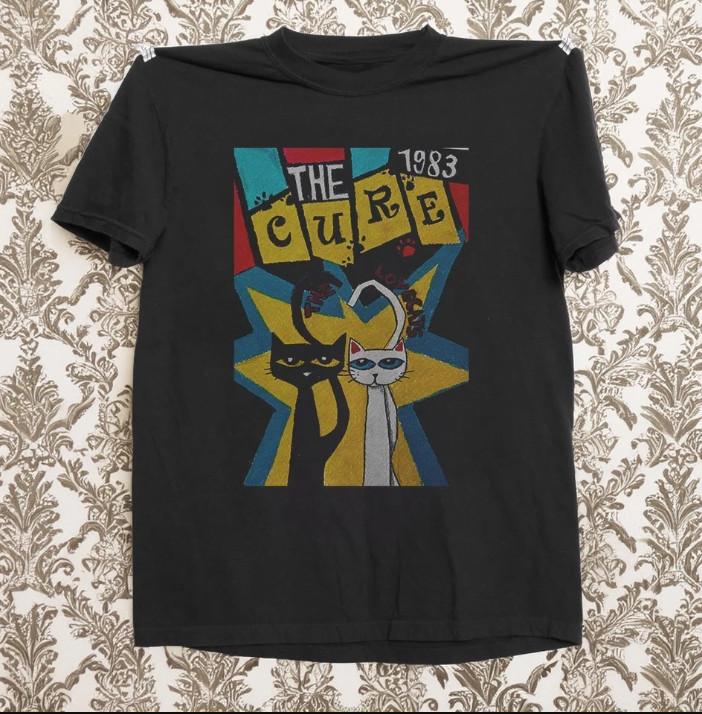 Vtg The Cure Lovecats 1983 Gothic Rock Band T-Shirt Black S-5XL