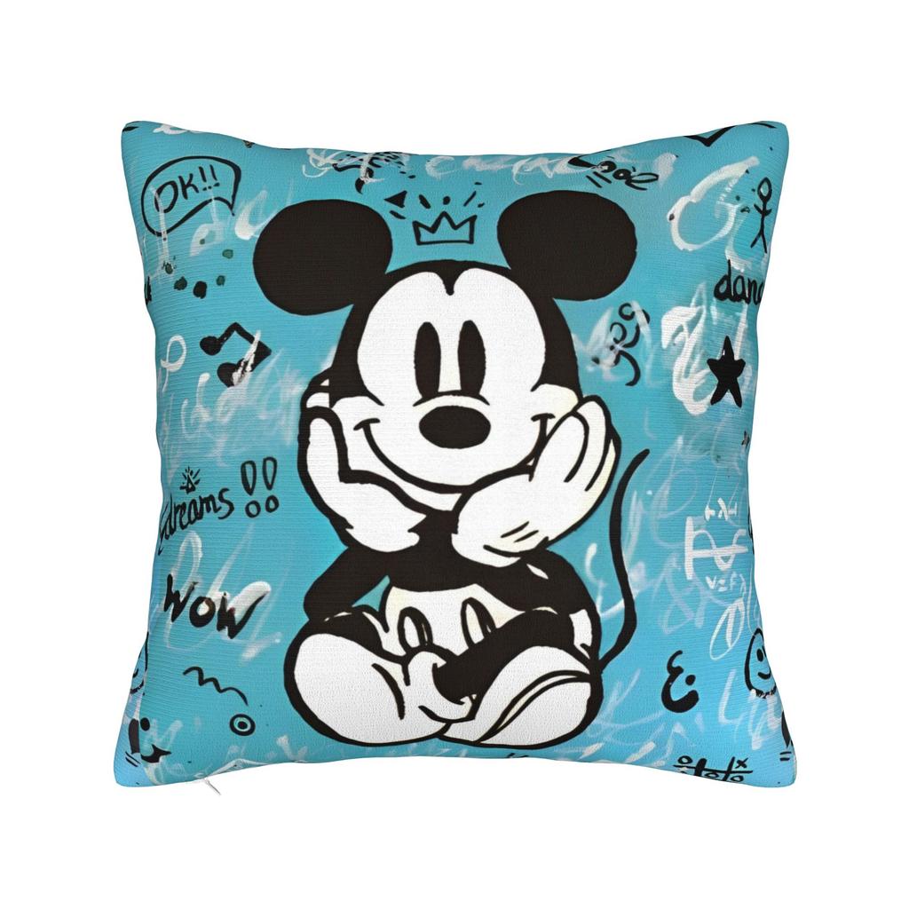 Mickey and Minnie Mouse Pillowcase Polyester Cushion Cover Gift Cute Cartoon Throw Pillow Case Cover Seater Zippered 45*45cm