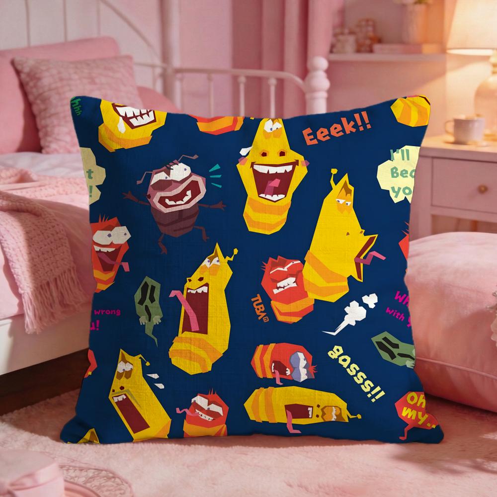 LLarvaS Cute Cartoon Cushion Cover Premium Comfort Reversible Pillow Cove Two In One Design For Any Room  Car Interior