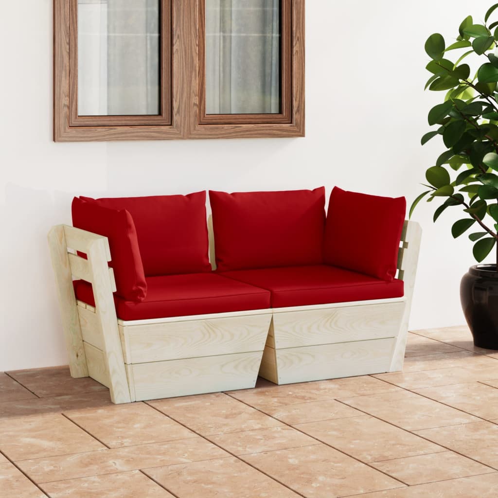 Garden Pallet Sofa 2 Seater with Cushions Pine Wood