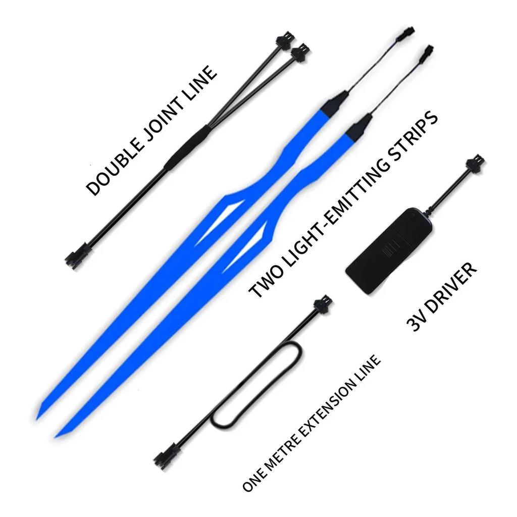 Мотоциклетный шлем, комплект модов холодного света, мигающая полоса, светящаяся наклейка, светодиодные ночные огни для верховой езды, украшение для мотоциклетного шлема