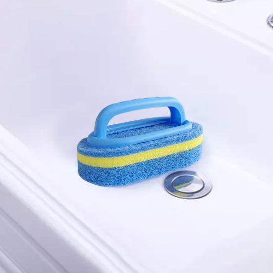 Bathroom Cleaning Sponge with Handle Scratch Free Reusable Widely Used Kitchen Scrubbing Sponge Residue Remover