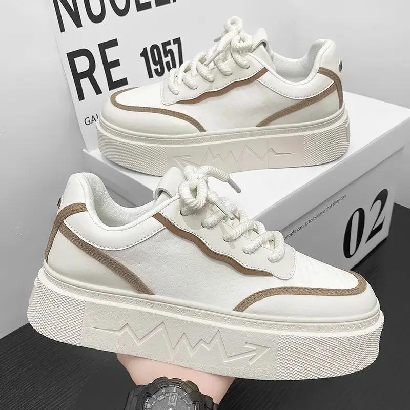 Мужские кроссовки, модная обувь для скейтбординга, легкая кожаная повседневная обувь для мужчин, обувь на шнуровке из вулканизированной кожи, обувь на платформе, теннисные туфли для мужчин