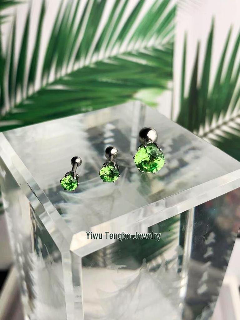 Minimalist Unisex Six-Prong Round Threaded Cubic Zirconia Cartilage Stud Earrings