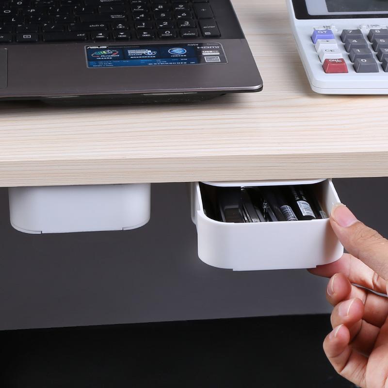 Under The Desk Drawer Type Storage Box Desktop Organizer Office Desk Student Stationery Box Invisible Drawer Organizer