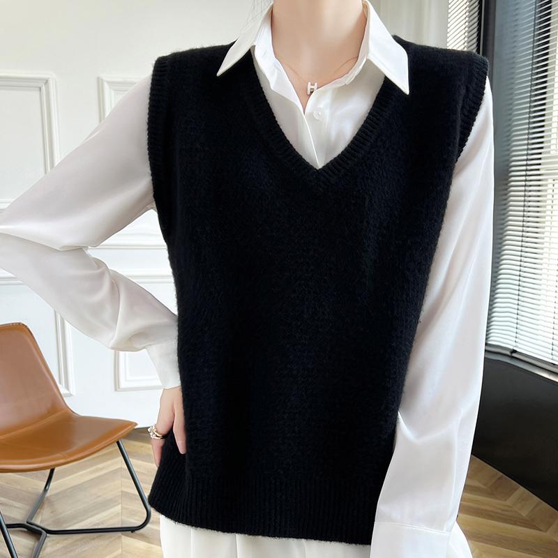 Женский кашемировый жилет Qinghe Cashmere 30% кашемир 70% шерсть осенне-зимний кашемировый жилет мягкий и теплый