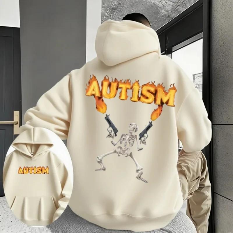 Autumn and Winter Casual Loose Printed Sweater Hoodie autism skeleton Print Fashion Summe Men's Oversized Y2K