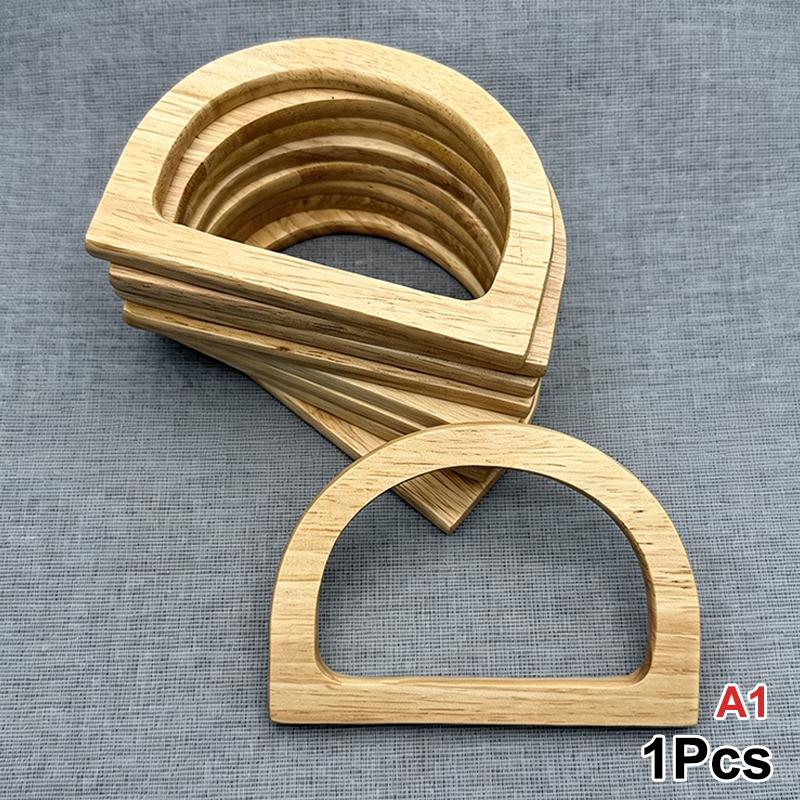 Eco-Friendly Natural Wood D-Shaped Bag Handle 1Pcs Half Circle Replacement for Crochet Shoulder Bag DIY Sewing Project