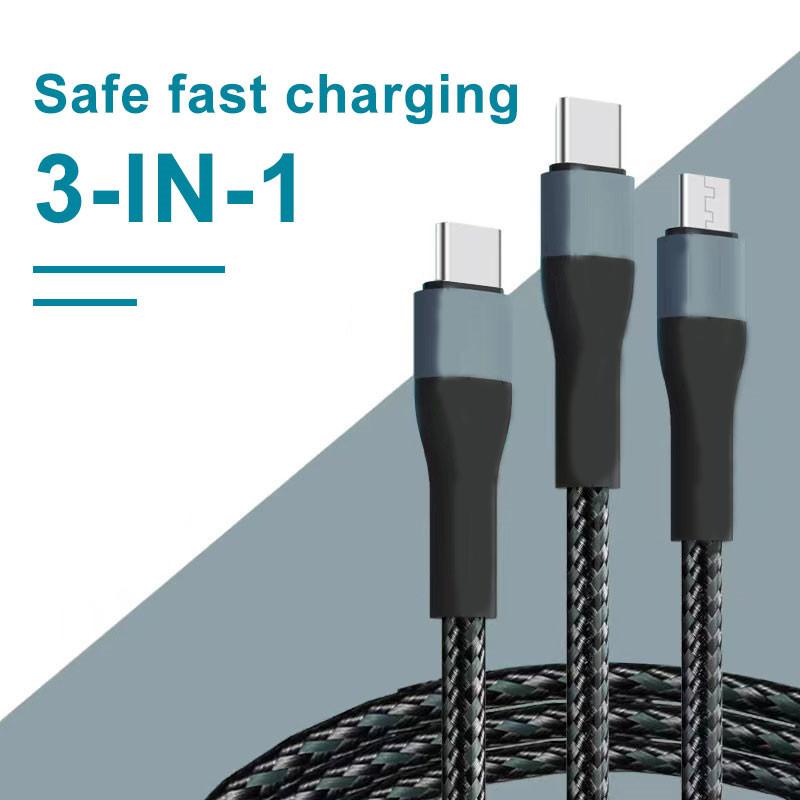 3 в 1, 120 Вт, 6A, кабель для сверхбыстрой зарядки типа C для iPhone 14, 13, 12, 11 X Pro Max, зарядное устройство Micro USB Type-C, кабель USBC для передачи данных