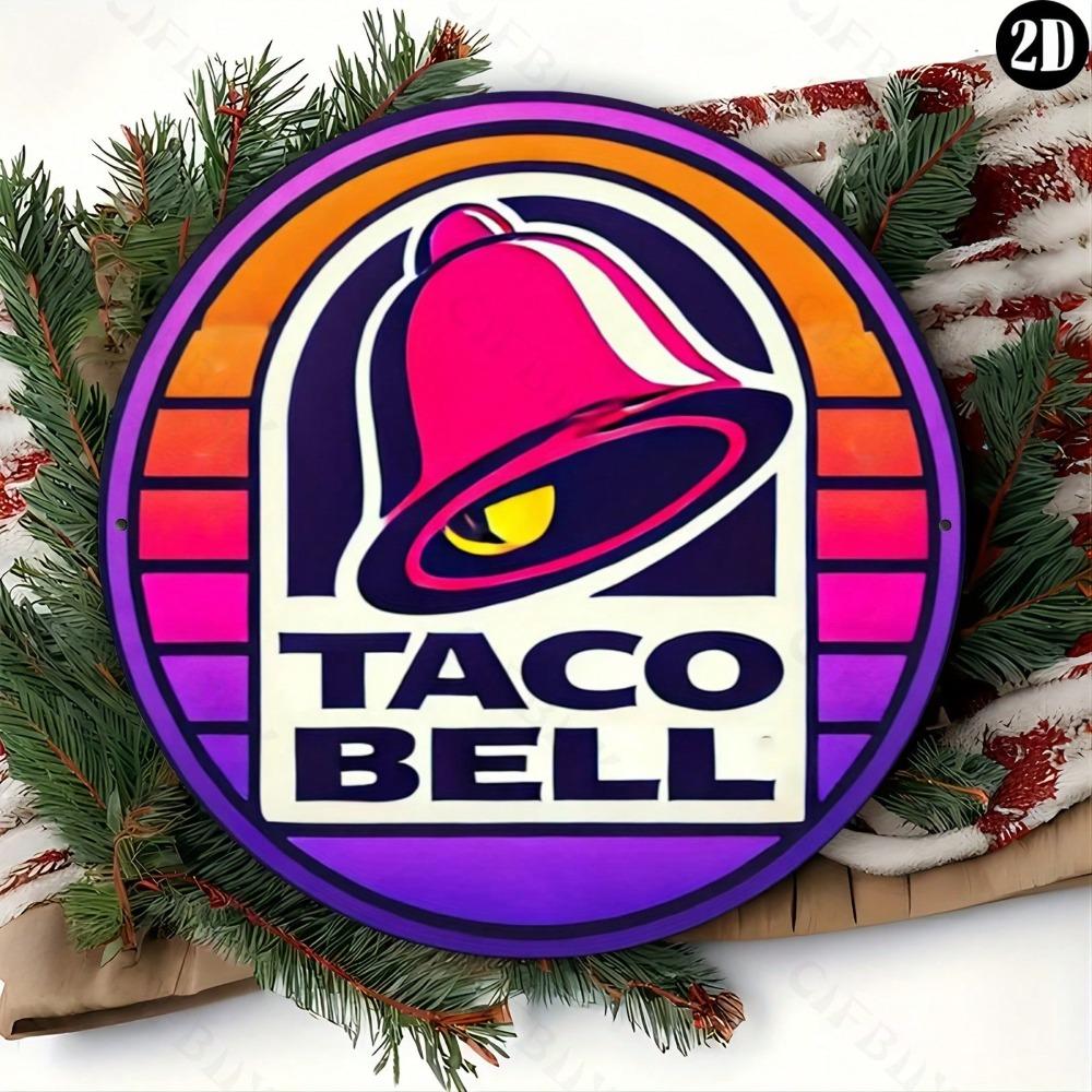 Винтажная металлическая настенная табличка в стиле Taco Bell, 8x8 дюймов, круглая, алюминиевая, декоративное искусство, легко повесить