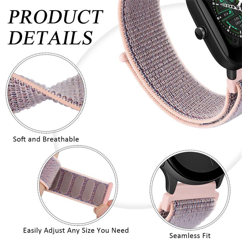 20 мм 22 мм Нейлоновый ремешок-петля Для Amazfit GTS 4/3/3pro/2e/GTS 2 Mini/GTR 4 47 мм/GTR 2/Stratos 2 3 Ремешок Для Amazfit Bip 3 Pro Correa