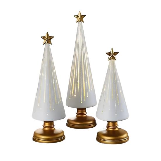 1/3Pcs Christmas Tree Decor with LED Light Built-in Timer Gradient Xmas Tree Sculptures Festive Home Decor