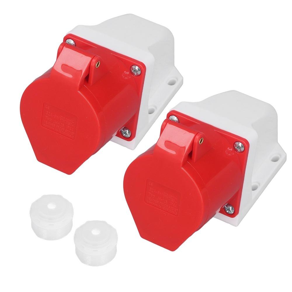 2 Set IP44 Waterproof Industrial Socket 380-415V Surface Mounted Socket Electrical Connection