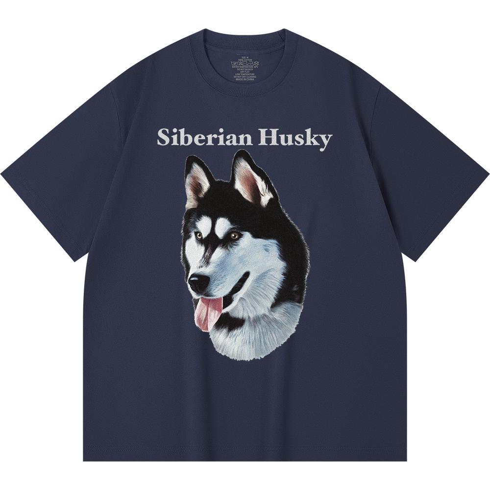 Футболка из 100% хлопка плотностью 230 г/м2 с принтом сибирской хаски, забавная футболка из чесаного хлопка в стиле Харадзюку