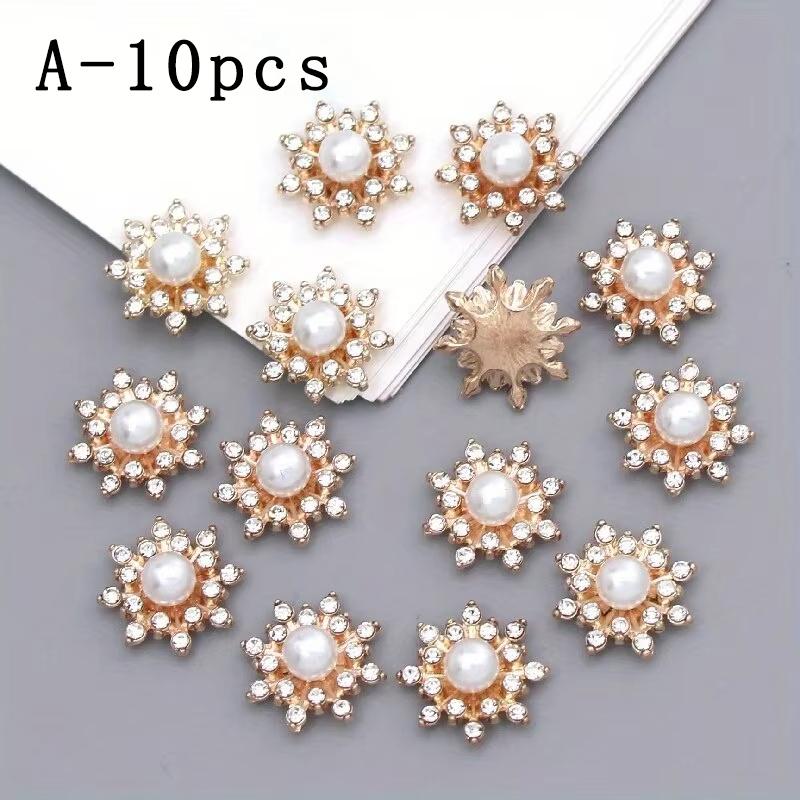 10 Pcs. Snowflake Base Metal Strass Shiny Buttons for Clothing Shoes Bags Accessories Crafts DIY