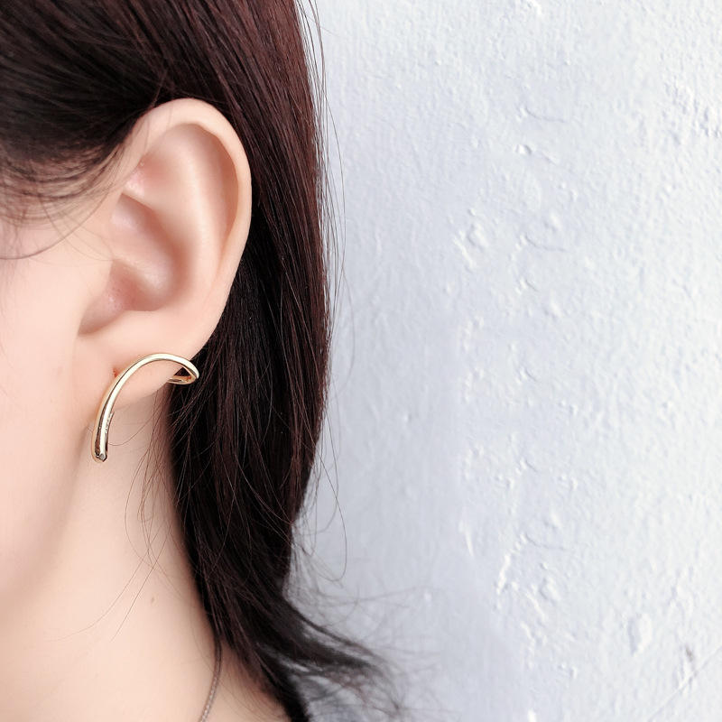S925 Sterling Silver Earrings Personality Geometric Irregular Line Earrings for Women