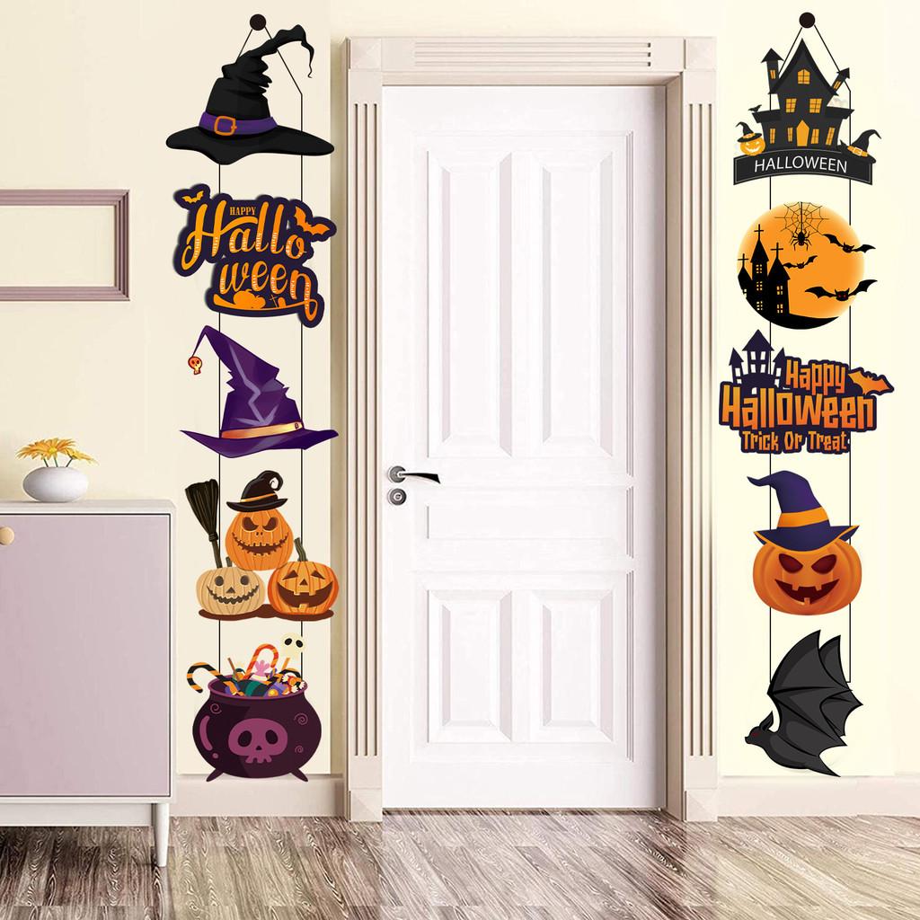Halloween Festive Door Decoration With Bat Pumpkin Door Hanging For Scene