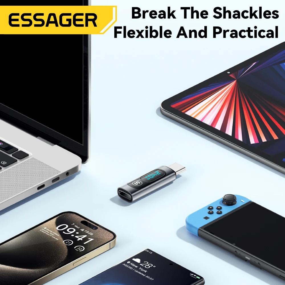 Essager Адаптер USB C типа C на USB C 3,0 2,0, 240 Вт, разъем OTG, адаптер для передачи данных цифрового дисплея, 100 Вт для Macbook Pro Air Samsung