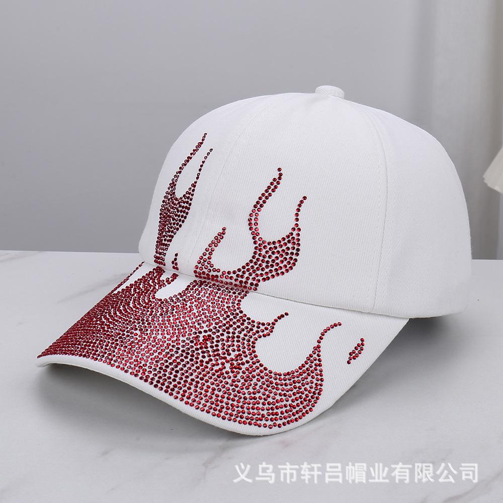 Spring and summer new personalized design fashionable flame hot diamond versatile baseball cap women's outdoor leisure sunshade cap