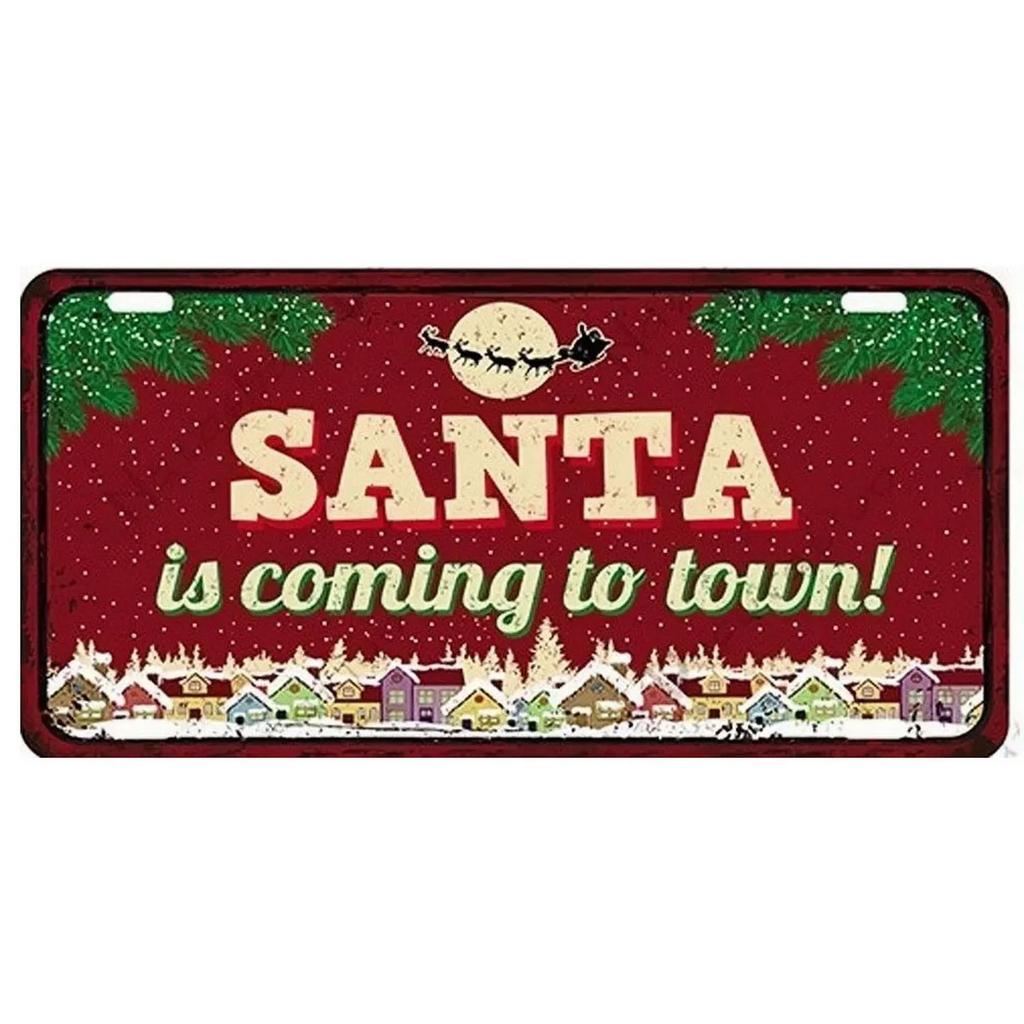 Christmas License Plate Metal Tin Signs for Wall Art Decoration Vintage Tags Metal Automotive Signs For Cafe Bar Club Garage Pub
