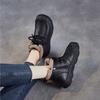 Johnature Retro Genuine Leather Plush Warm Women's Short Boots Soft Soled Round Toe Versatile Cotton Shoes