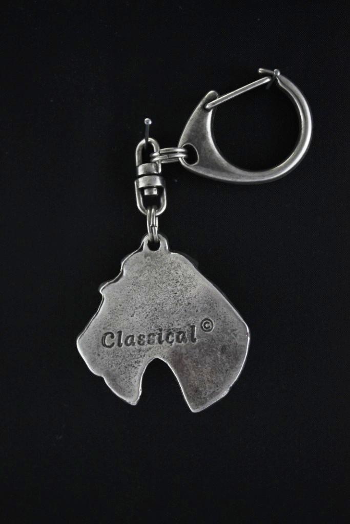 Fox Terrier Wire - Silver-plated Key Ring with Dog, Handbag Decoration, Backpack Pendant by Art-Dog Brand